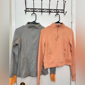 Yogalicious Gray and Peach Cowl Neck Sweater Set